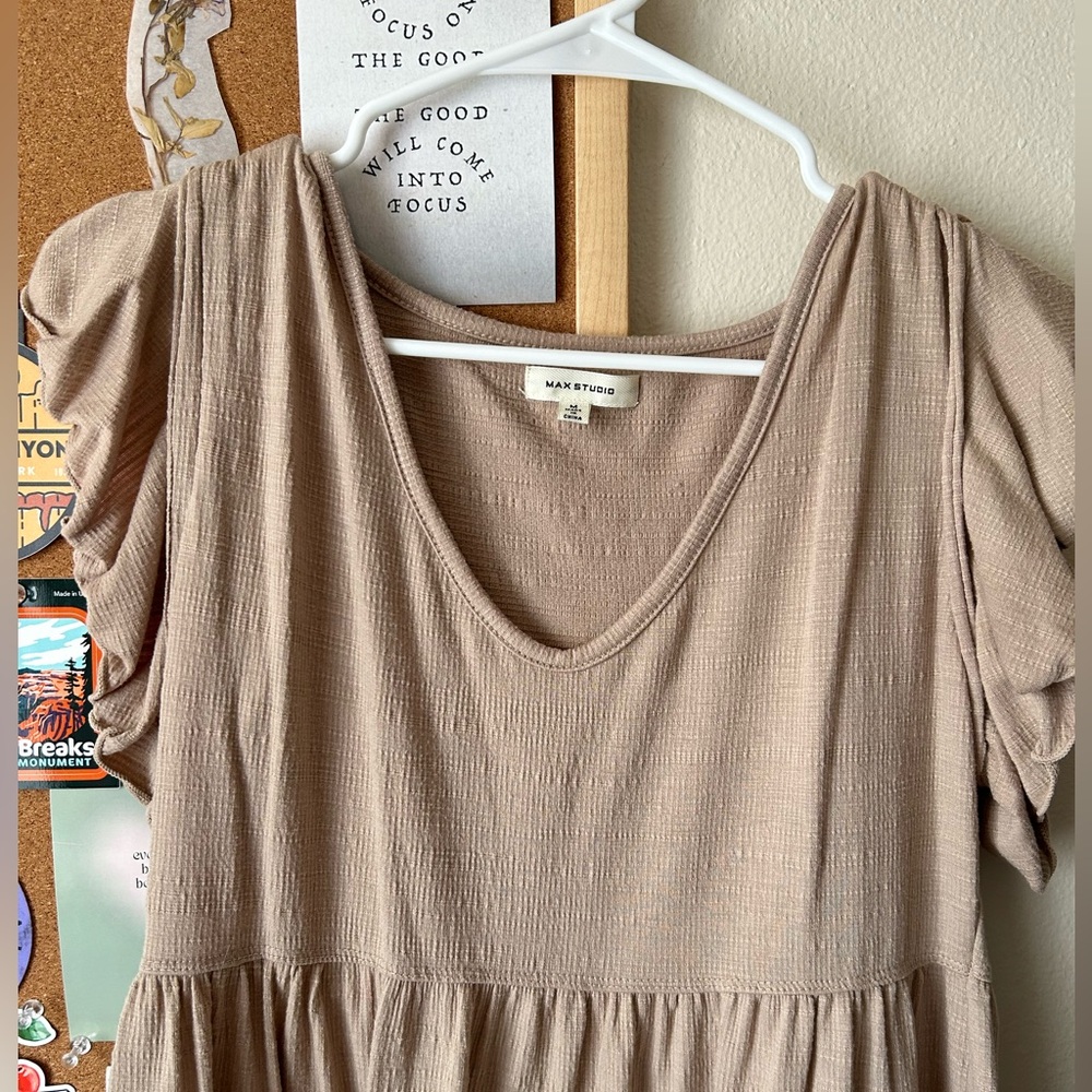 Tan V-Neck Dress
